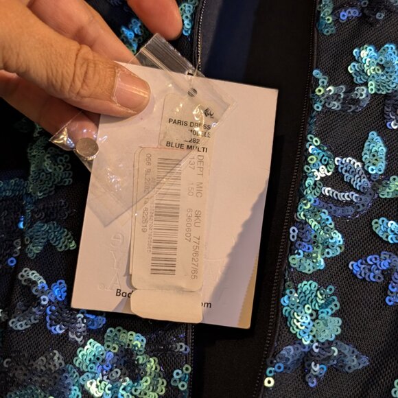 Belle Badgley Mischka Paris Dress blue size 4 cocktail sequin BNWT - Picture 9 of 11